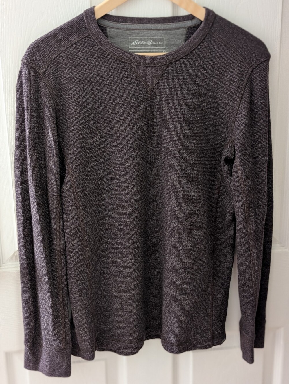 Eddie Bauer Men's Crewneck Thermal Sweater in Heather Plum, Size Small